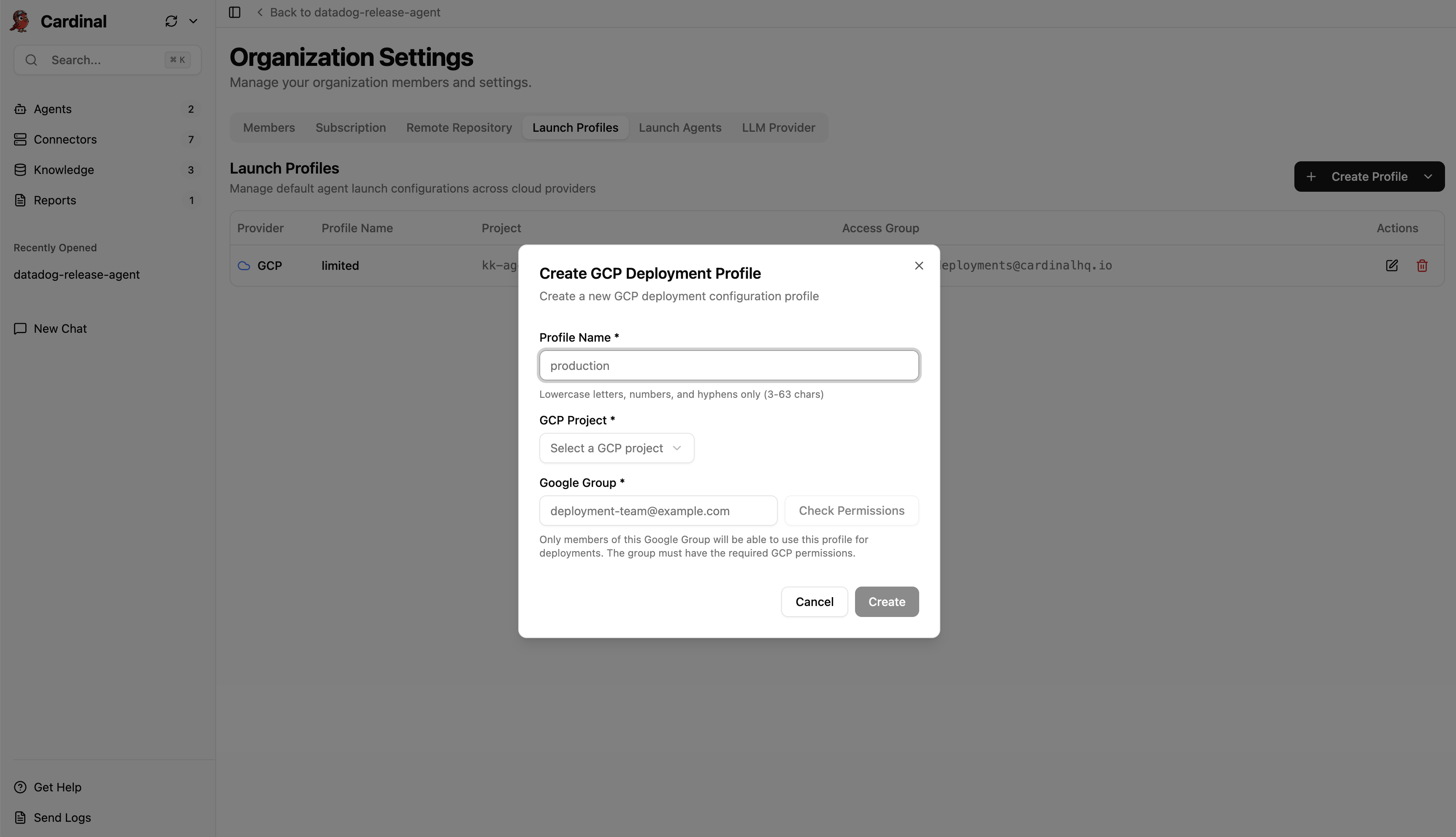 Create Launch Profile